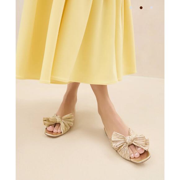 Loeffler Randall - Daphne Gold Bow Slide Sandal - Size 10B - Picture 2 of 10